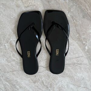 TKEES Lily Square-Toe Patent Sandal black sz 8
